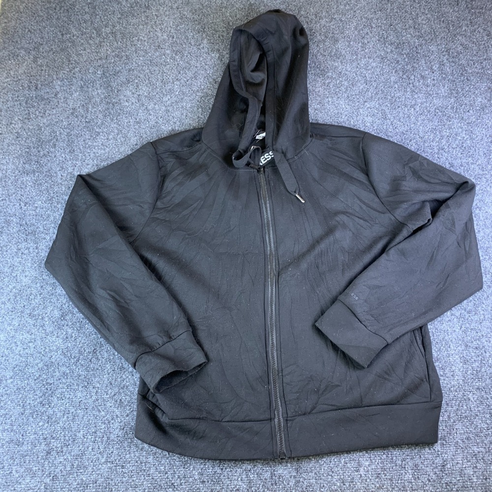 Express Hoodie Mens XL Black Stretch Drawstring Full Zip Casual Winter Wear